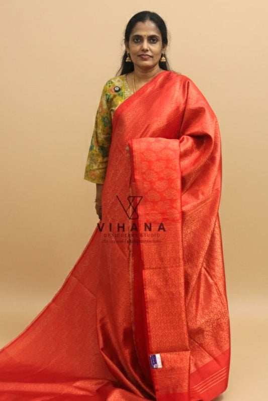 Red Banarasi Silk Saree-VS266