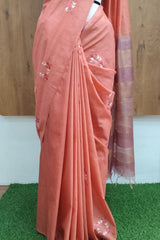 Peach Kota Munga Silk Sareee