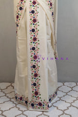Multi color Floral Design Kerala Cotton Set Mundu