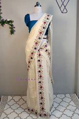 Multi color Floral Design Kerala Cotton Set Mundu