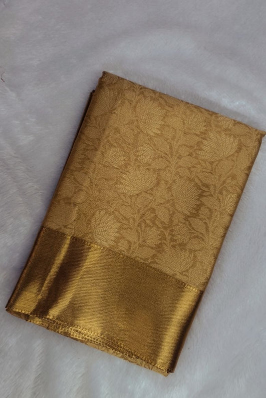 Golden Yellow Kanjivaram Tissue Silk Saree