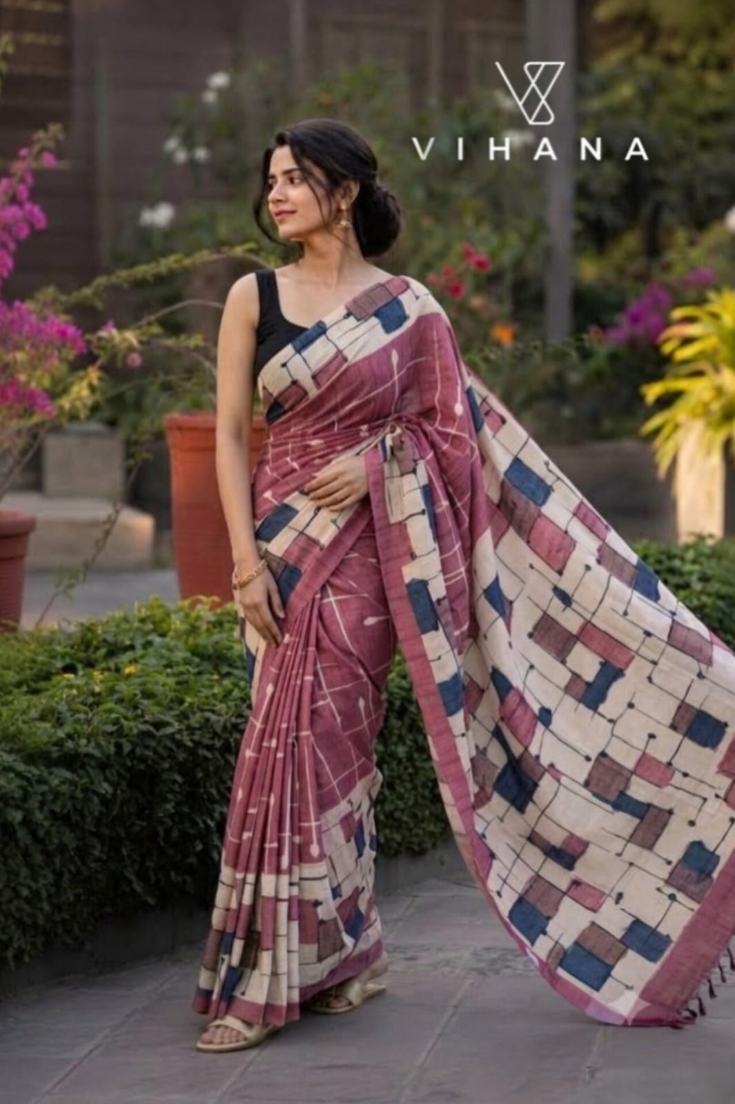 Premium Semi Tussar Saree Mauve Pink-VS518