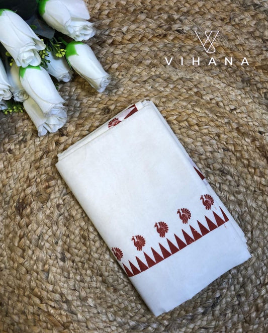 Kerala Cotton Off White Color Set Mundu -VS492