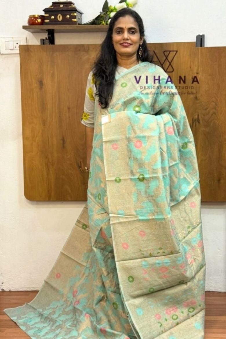 Sea Green Banarasi Silk Saree