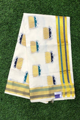 Handloom Kerala Cotton Lotus Jacquard Weaving Set Saree