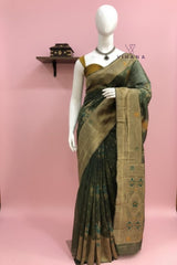 Green Banarasi silk saree