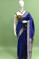 Royal blue Banarasi silk saree