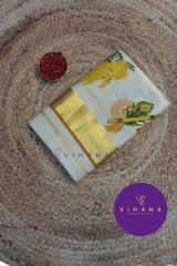 Kerala Traditional Tissue Set Saree With Kannikonna and Flute Print