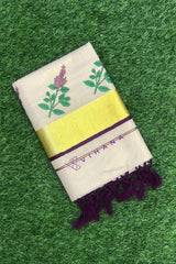 Kerala Golden Tissue Set Saree with Thulasikathir Printed Designs