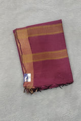 Dark Magenta Maheshwari Semi Tussar Silk Saree