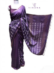 Tussar Silk Saree – Dark Violet Color-VS531