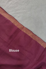 Dark Magenta Maheshwari Semi Tussar Silk Saree