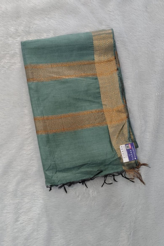 Pastel Teal Blue Maheswari Semi Tussar Silk Saree