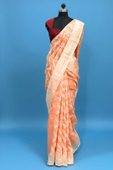 Elegant Peach Cotton Linen Saree