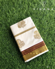 Kerala Set Saree with Blouse-VS369