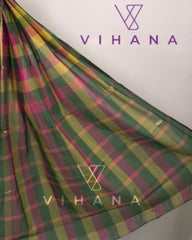 Madras Kattam Checked Cotton Saree Multi Color