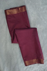 Dark Magenta Maheshwari Semi Tussar Silk Saree