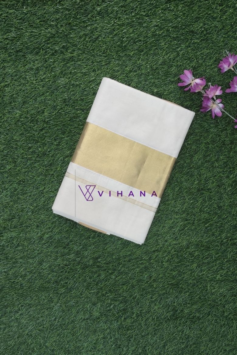 Kerala Cotton Set Saree 4inches Golden Border