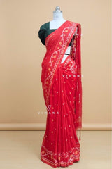 Elegant Red Cotton Saree