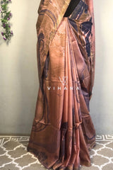 Khatan Semi Silk Marble Print Red Navy Blue Saree