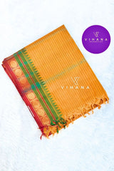 Pure Chettinadu Cotton Mango Yellow Check Zari Border Saree