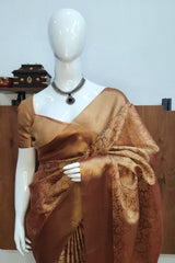 Red Orange Banarassi  Silk Saree