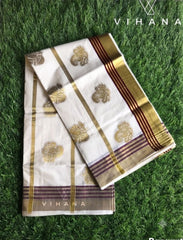 Kerala Set Saree with Blouse-VS369