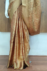 Red Orange Banarassi  Silk Saree
