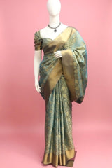 Blue Kanjivaram Tissue Silk Saree