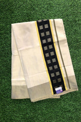 Kerala Golden Tissue Set Saree with Black Border