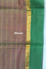 Maroon Village Cotton Saree with Check Pattern