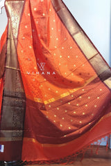 Orange Banarasi Khatan Silk Saree