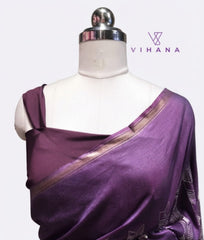 Tussar Silk Saree – Dark Violet Color-VS531