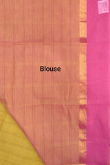 Yellow Village Cotton Saree with Check Pattern