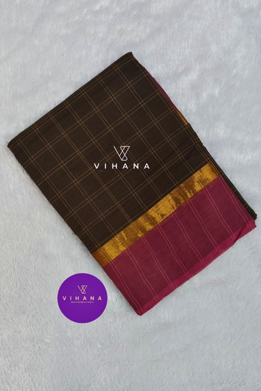 Mehandi Green Village Cotton Saree