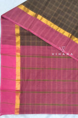 Mehandi Green Village Cotton Saree