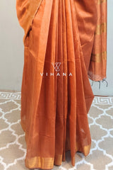 Yellow Orange Kota Mini Check Mangalagiri Silk