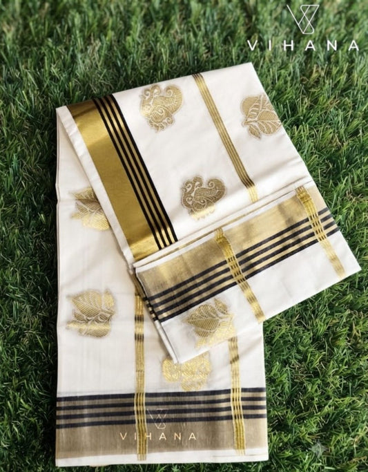 Kerala Set Saree with Blouse-VS371