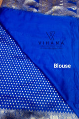 Royal blue Banarasi silk saree
