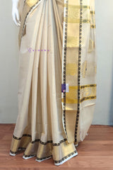 Premium Tissue Set saree with Golden Zari Borders and Paisley Motifs