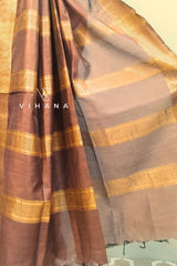 Brown Maheswari Katan Silk Saree