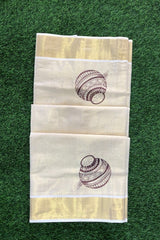 Kerala Tissue Kasavu set Saree With Butter Pot Motif
