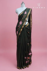 Green Kota Doriya Organza silk Saree
