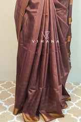 Brown Maheswari Katan Silk Saree