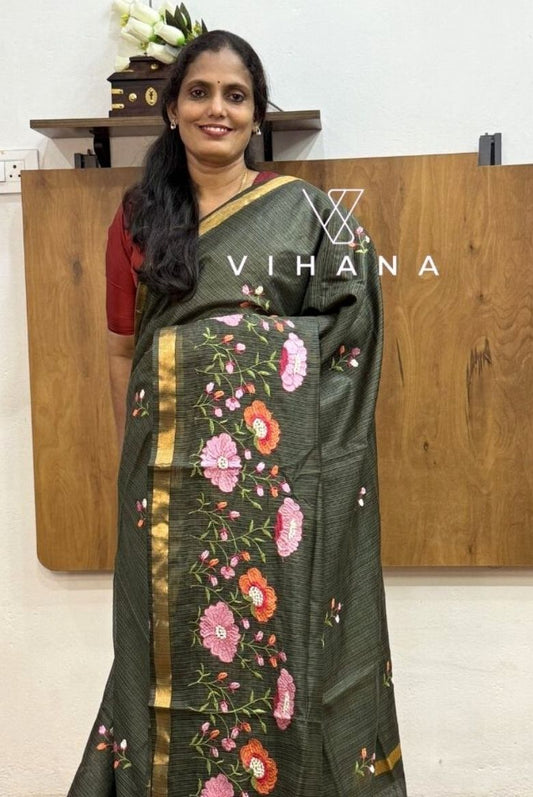Green Kota Doriya Organza silk Saree