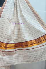 Kerala Cotton Set Mundu with Classic Check and Rich Kasavu Border