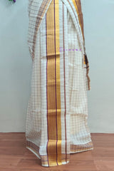 Kerala Cotton Set Mundu with Classic Check and Rich Kasavu Border