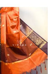 Orange Banarasi Khatan Semi Silk Saree
