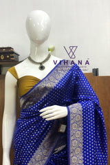Royal blue Banarasi silk saree