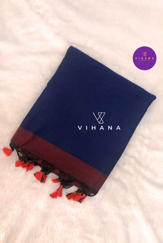 Dark Maroon Khadi Cotton Saree